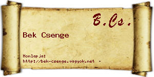 Bek Csenge névjegykártya